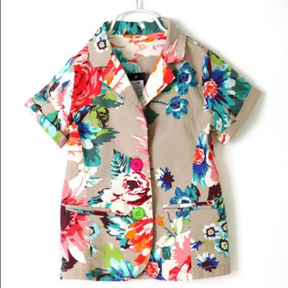 Floral Safari Short Sleeve Blazer